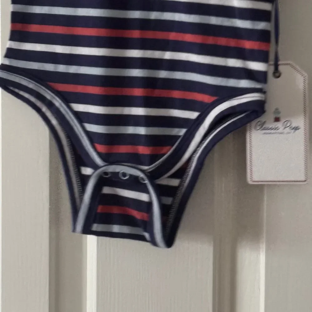 New Classic Prep Kids Girls Izzy Bodysuit East Beach Stripe Size 6-9 months